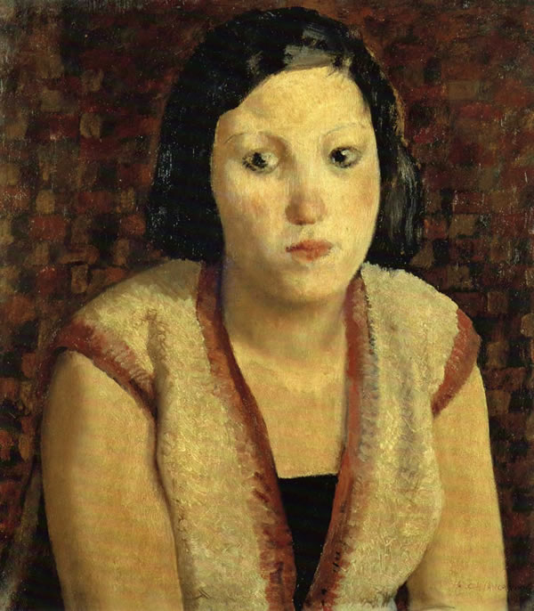 Figura di donna, anni venti, olio su compensato, cm 42x37, Circolo Artistico, Napoli